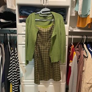 Green dress cardigan set